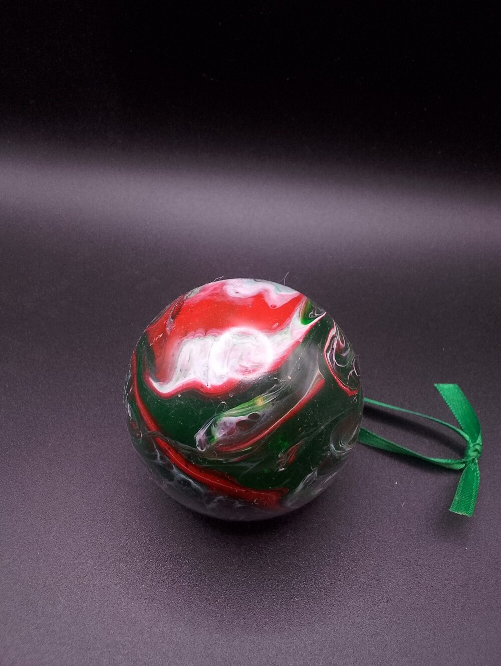 Glass Christmas Ball Painted On Inside Red, Green, White♥️🤍💚